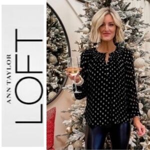 NWT LOFT Shimmer Clip Ruffle Button Blouse Size: S